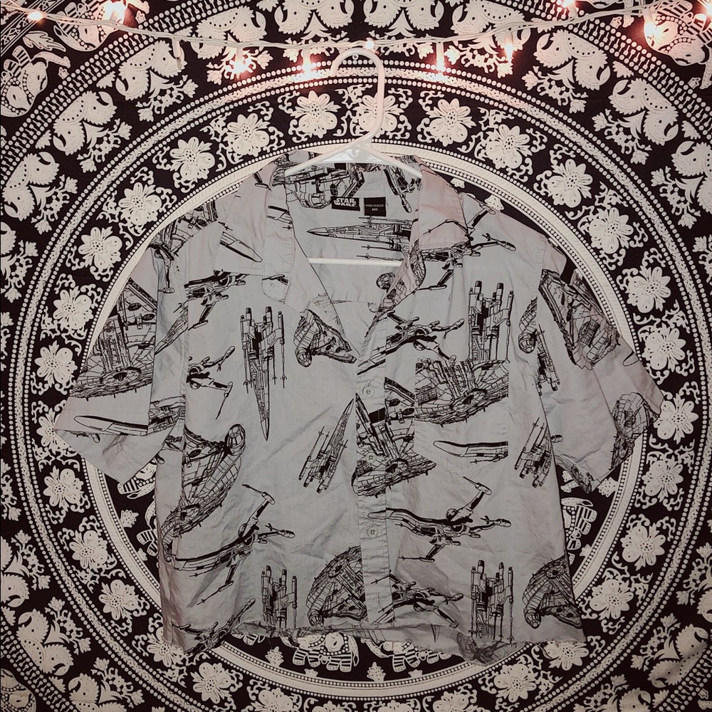 Grey/Black Millennium Falcon Buttoned Crop